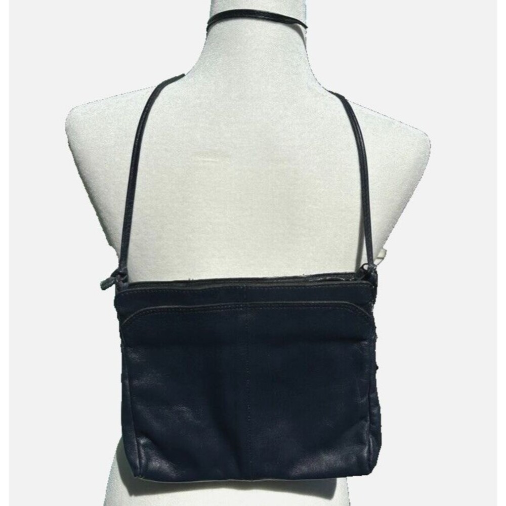 Vintage B Young Blue Leather Crossbody Handbag Pockets Lined Pocketbook Clutch